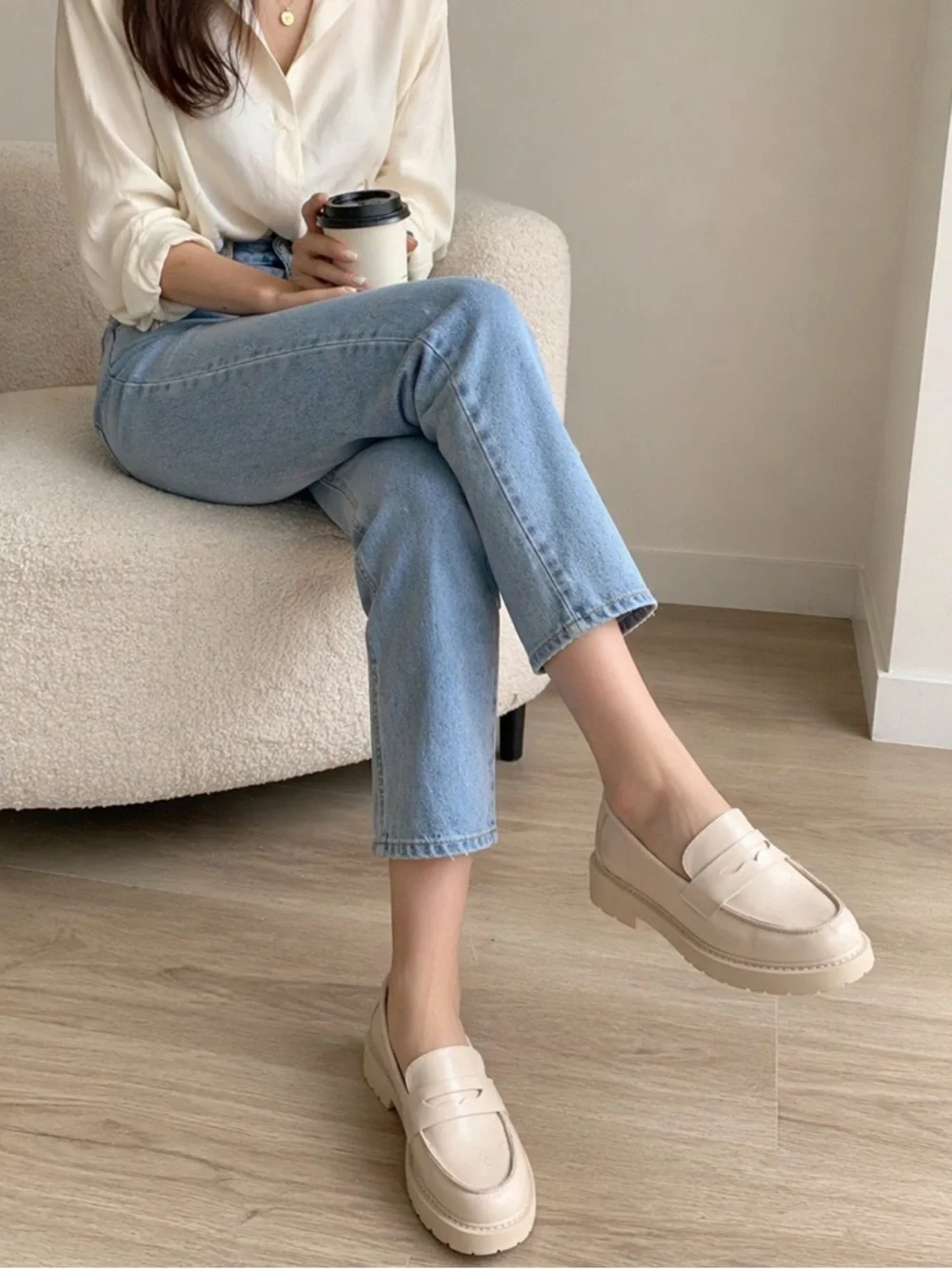 Madden Girl Cream Platform Penny Loafers